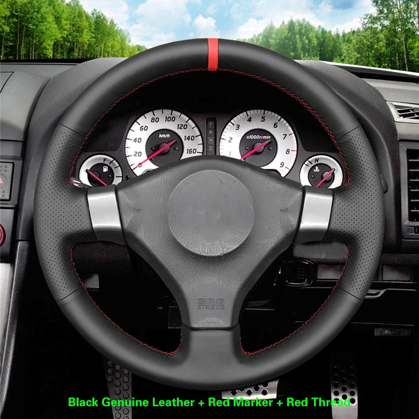 Black Faux Leather Car Steering Wheel Cover For Nissan 200SX S15 Silvia Skyline R34 GTR GT-R 1998 1999 2000 2001 2002