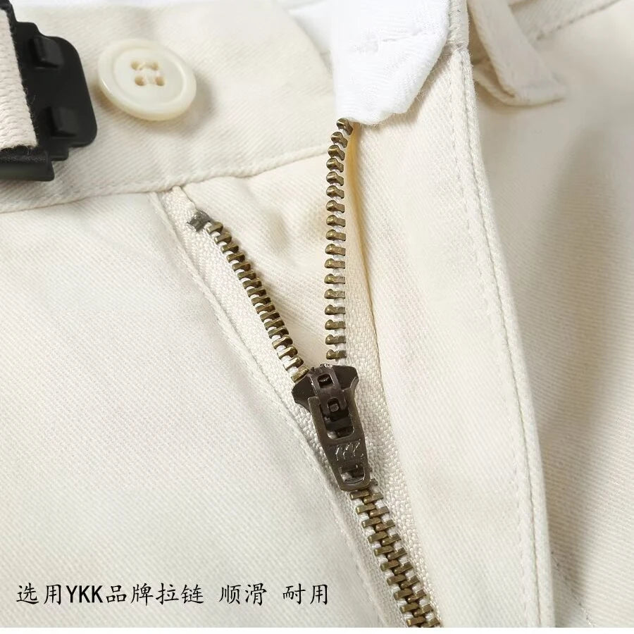 Summer Men's Cargo Shorts Fashion White Solid Cotton Short Pants Harajuku Men's Clothing Hot Sales Casual Sweatpants 2024