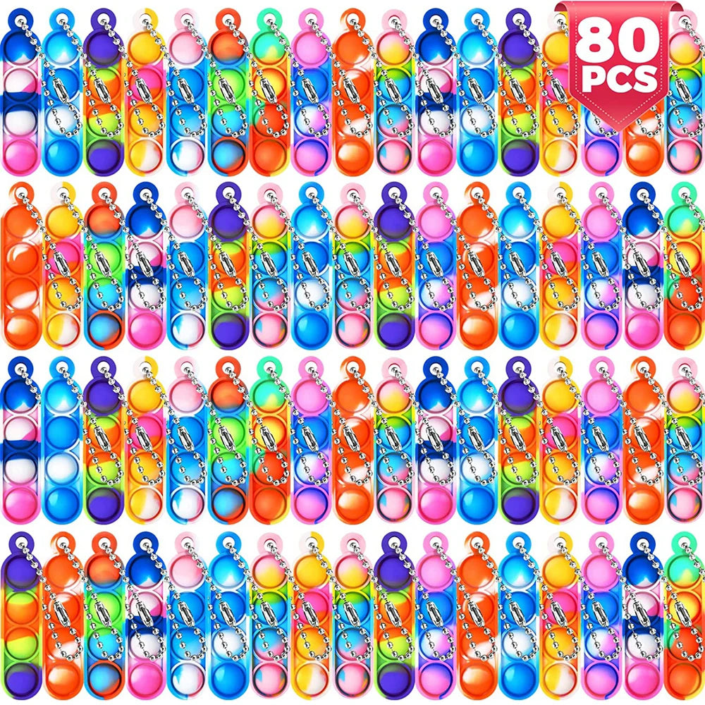 30-200pcs Mini Pop Keychain Fidget Toys Push Pop Bulk Keychain Party Favors For Kids Pop Bubble Toys Pack Boys Girls Adults