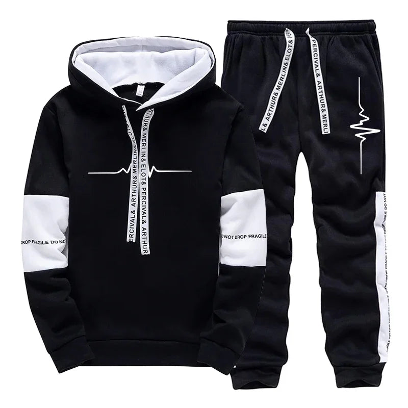 Men's Tracksuit Casual Quality Autumn Winter Sports Hooded Single Sweatshirts And Daily Sweatpant Comfort Outdoor Jogging Simple