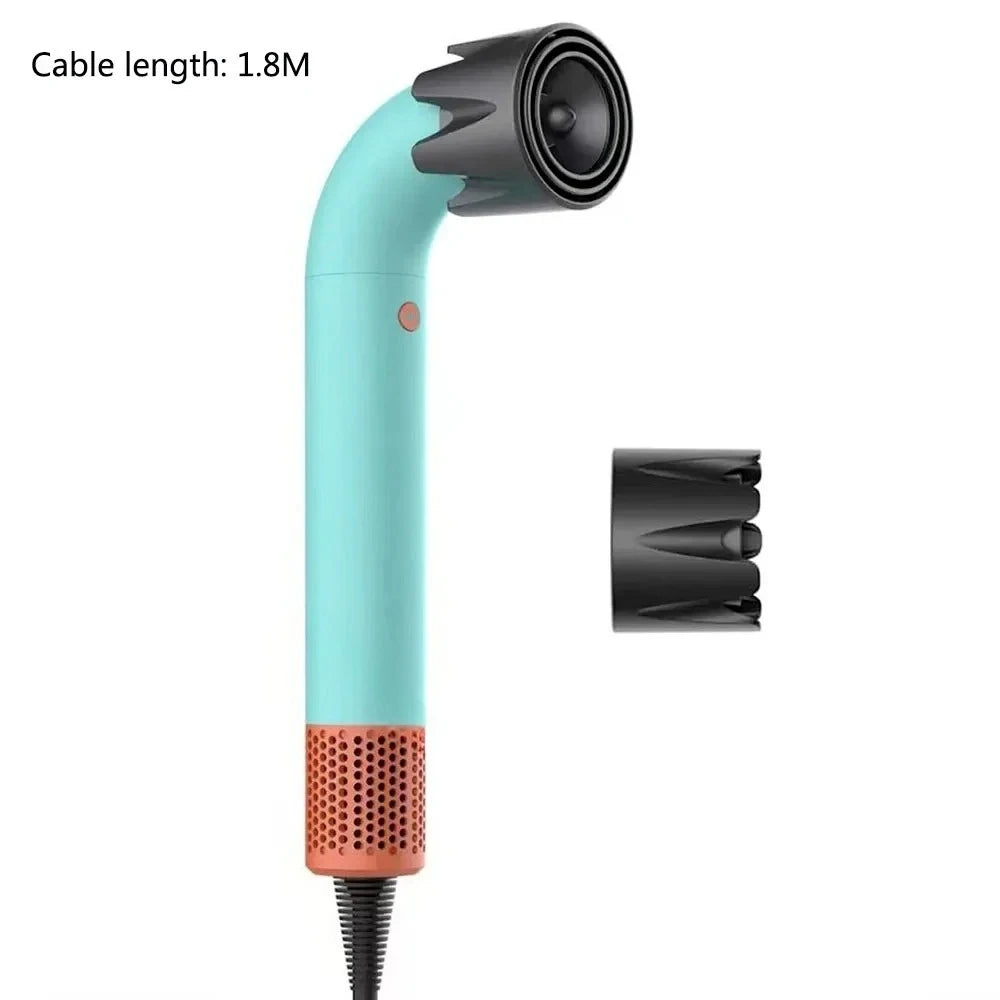 New 1 Nozzle High Speed Negative Ion Hair Dryer with Bend Tube Nozzle Quick Drying for Family Travel Household