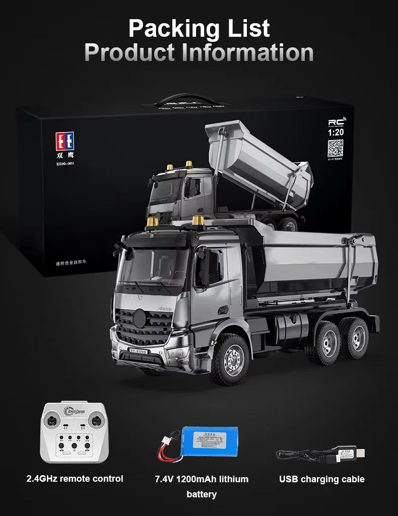 Double E E598 EC160E 1:16 E593 17CH RC Excavator Car Model 3 IN 1 Dual-mode crawler remote control Truck Digger Toys boys