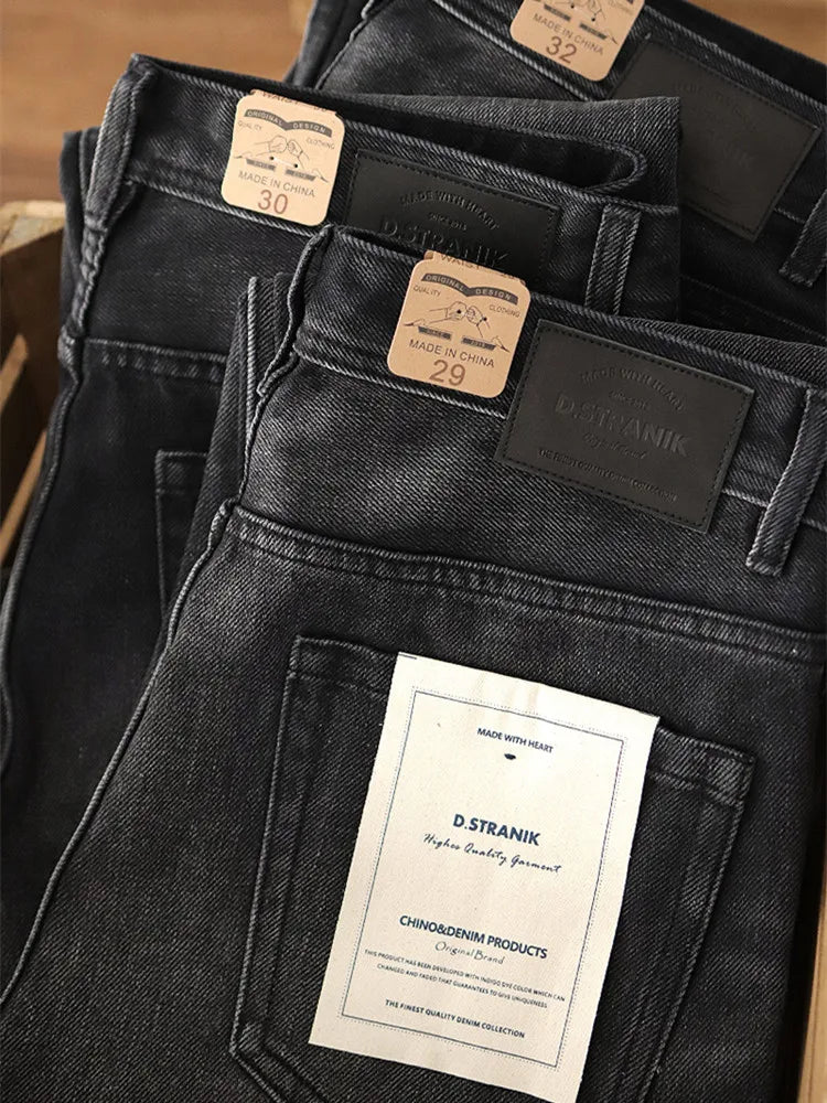 Autumn New American Retro 14OZ Thickened Denim Jeans Men's Fashion Washed Old Heavyweight Straight Casual Pants