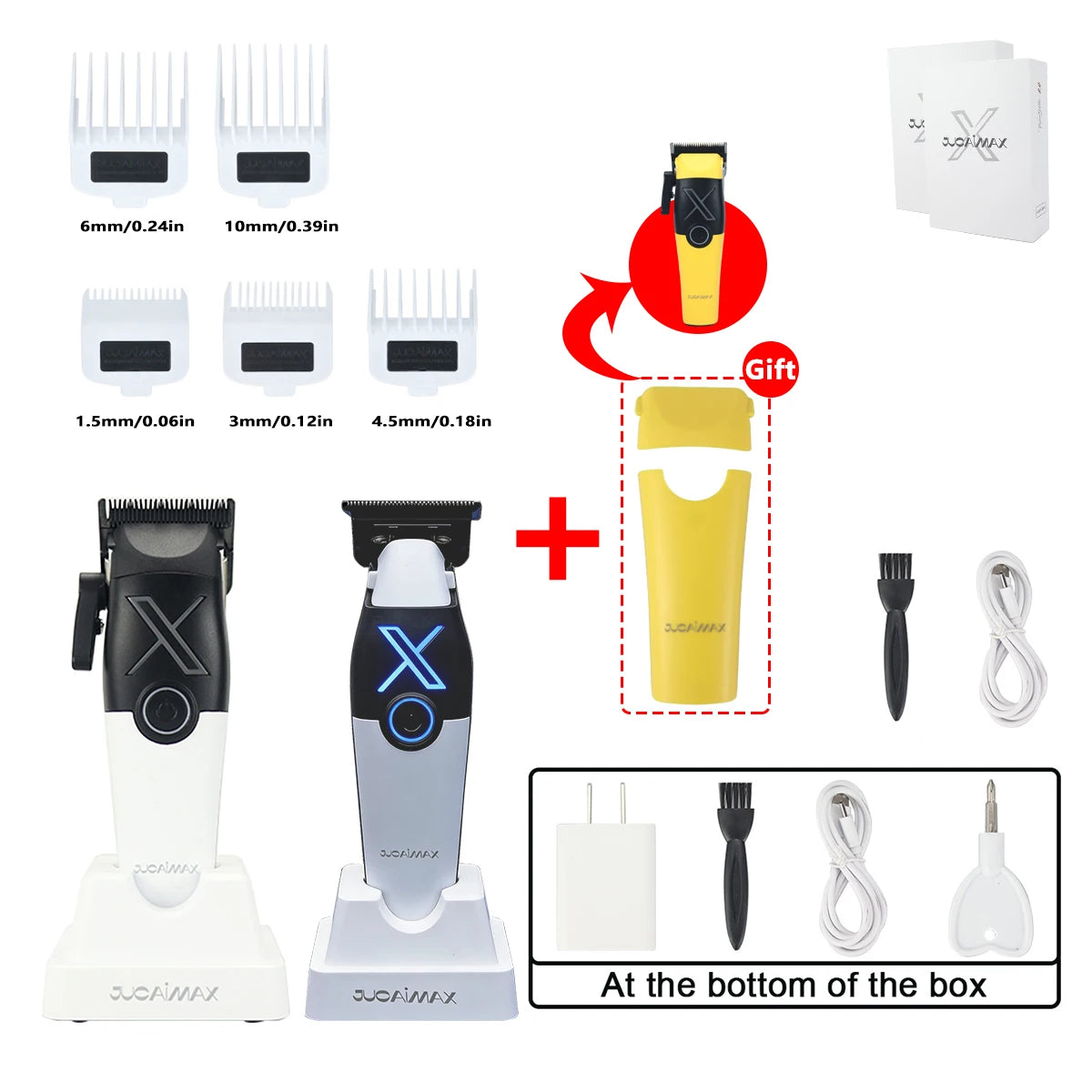 JUCAI X01 Professional Hair Clipper for Men Brushless Motor with Base Charger PHANTECHO2.0 DLCBlade Professional Barber Machines