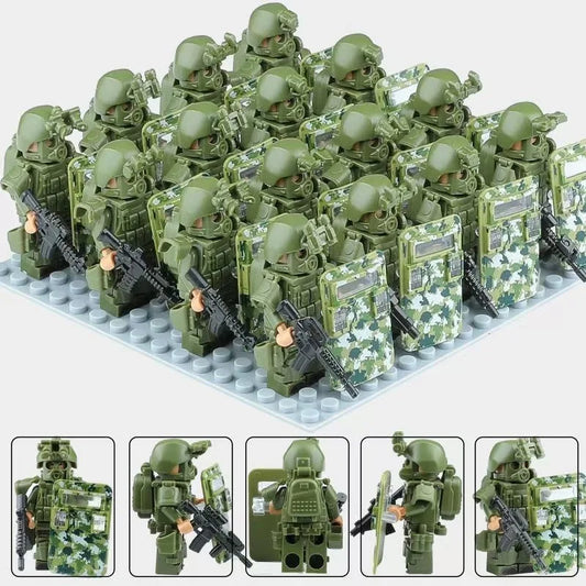 Building block riot police mini humanoid doll reloaded anti-virus ghost special police marine humanoid doll, cartoon toy gift