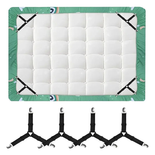4Pcs Bed sheet strap, adjustable elastic fastener, with metal clip, fixed and fixed bed frame, easy-to-install strap mattress