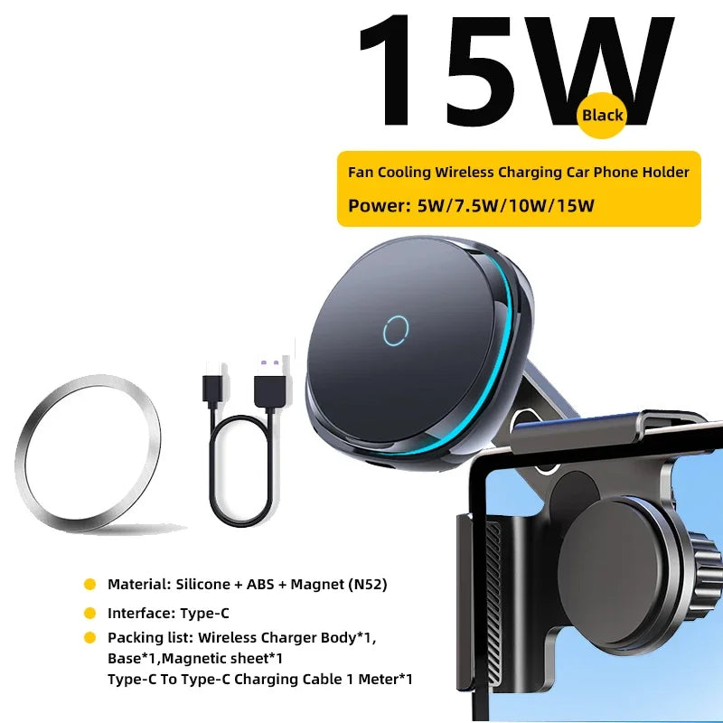 TEEQ For Tesla Model Y Junipe 2025 Model 3 HIGHLAND 2024 Cybertruck BYD Car Phone Mount Holder 15W Magnetic Wireless Charger