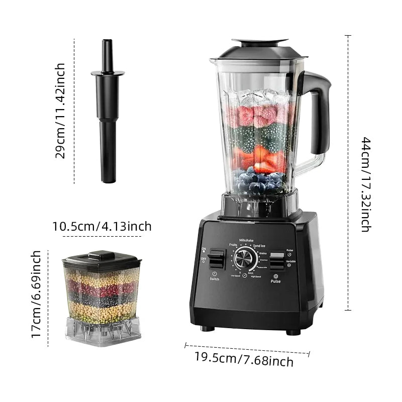 220V Heavy Duty Commercial Blender Juicer Fruit Mixer Professional High Power Food Processor Ice Smoothies BPA Free 2L Jar