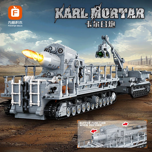2875Pcs Creative Famous War Military Weapons Carl Mortar Building Blocks Model Tank Bricks Toys for Boys Birthday Gift Set