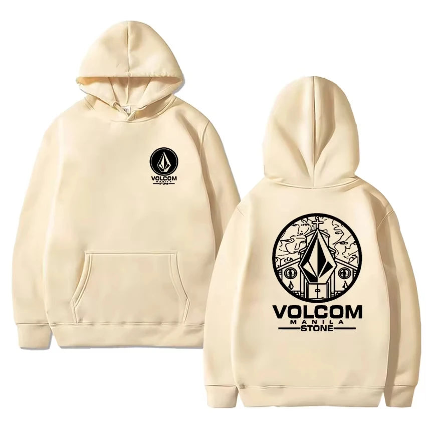 Volcom Stone Double Print Autumn Winter Warm Cotton street style Men's Fleece Hoodie Outdoor Commuter Men's Top High Elastic tos