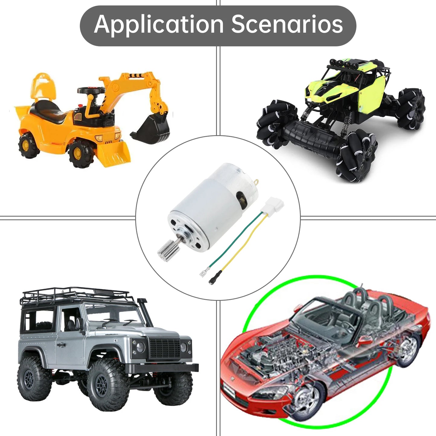 RS550/555 Fine /Medium /Coarse 10 Teeth 12V/24V DC Motor Kids Ride On Toys Car Motor Speed Electric Motor for Remote Control Car