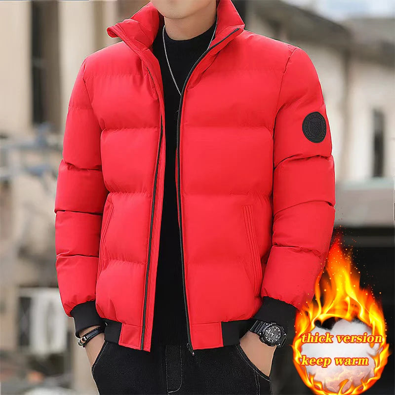 Autumn Winter Stand Collar Padded Jacket Men's Thick Warm Fashion Down Parka Coat Men Business Casual Puffer Jackets Clothing