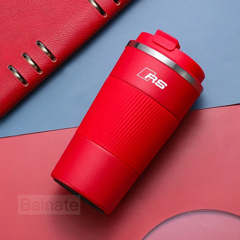 510ML Car Stainless Steel Coffee Mug with Lid Anti-Scald Drinks Cup For Audi A3 A4 B8 8P 8V B6 A5 A6 C7 Q5 B9 B7 C6 Q2 Q7 Q3 A7