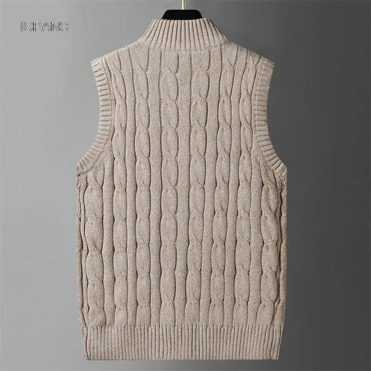 Half Zipper Sleeveless Men Korean Clothes Jumper For Men Vintage Sweater Streetwear Black Vest Jackets Pullovers Knit