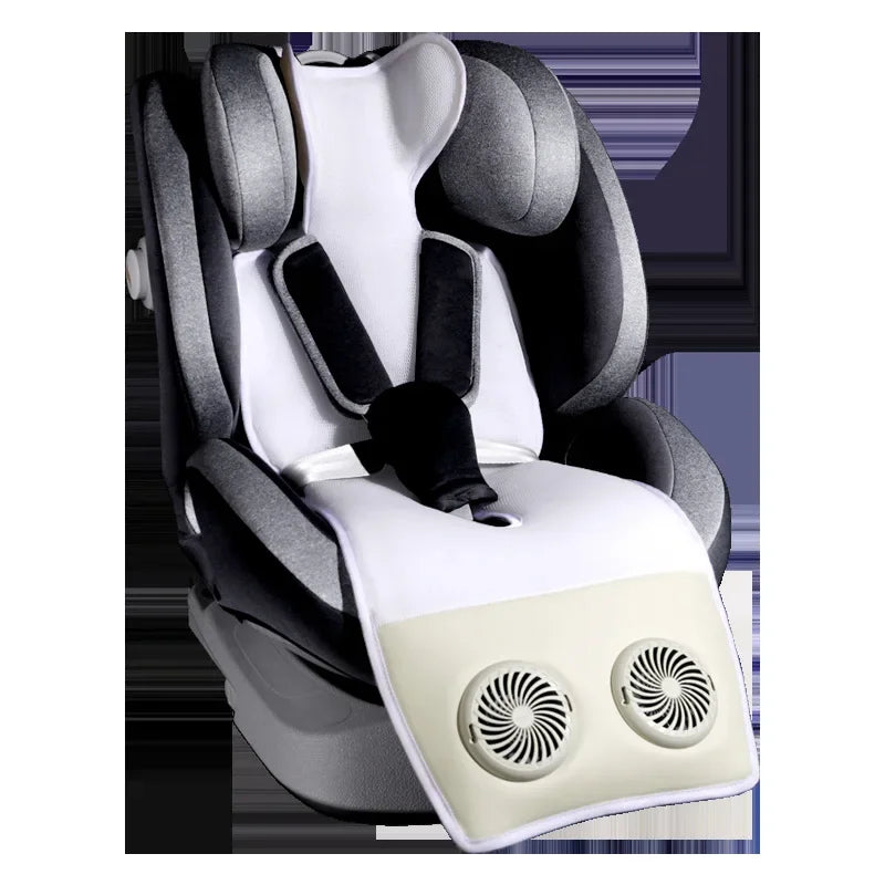 USB Charging Detachable Silent Fan Ventilation Cover Ice Silk Baby Stroller Cool Seat Cover Breathable Car Safety Seat Cover