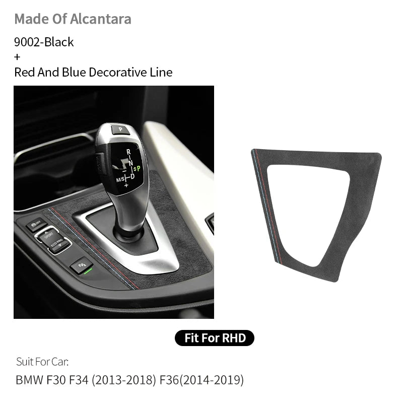 For BMW F30 F34 F36 Gear Shift Control Panel Trim Frame Decorative Sticker Made of Alcantara Car Interior Tuning Accessories