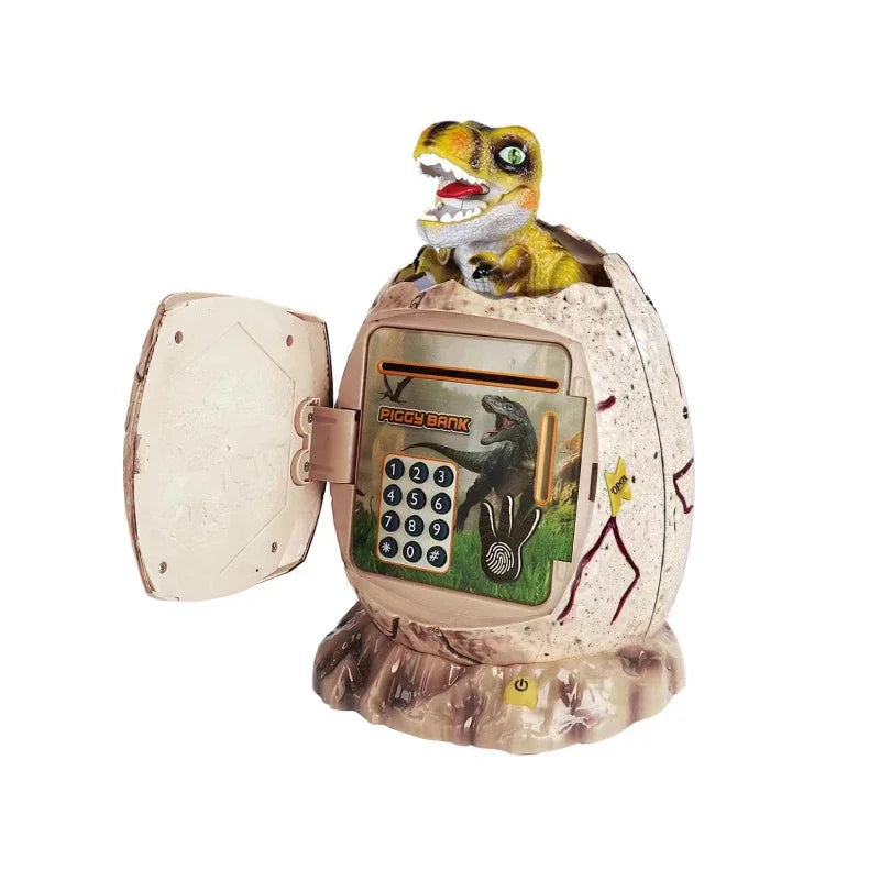 Fingerprint Password Lock Kids Dinosaur-egg Saving Money Coin Safe Box with LED Light Piggy Bank Toys Saving Money Coin Safe Box