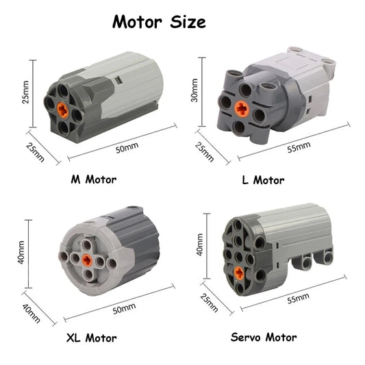 High-Tech Power Function Extension Parts M/L/XL/Sever Motor with All Brand Power Group MOC Technology PF Blocks Brick Toys DIY