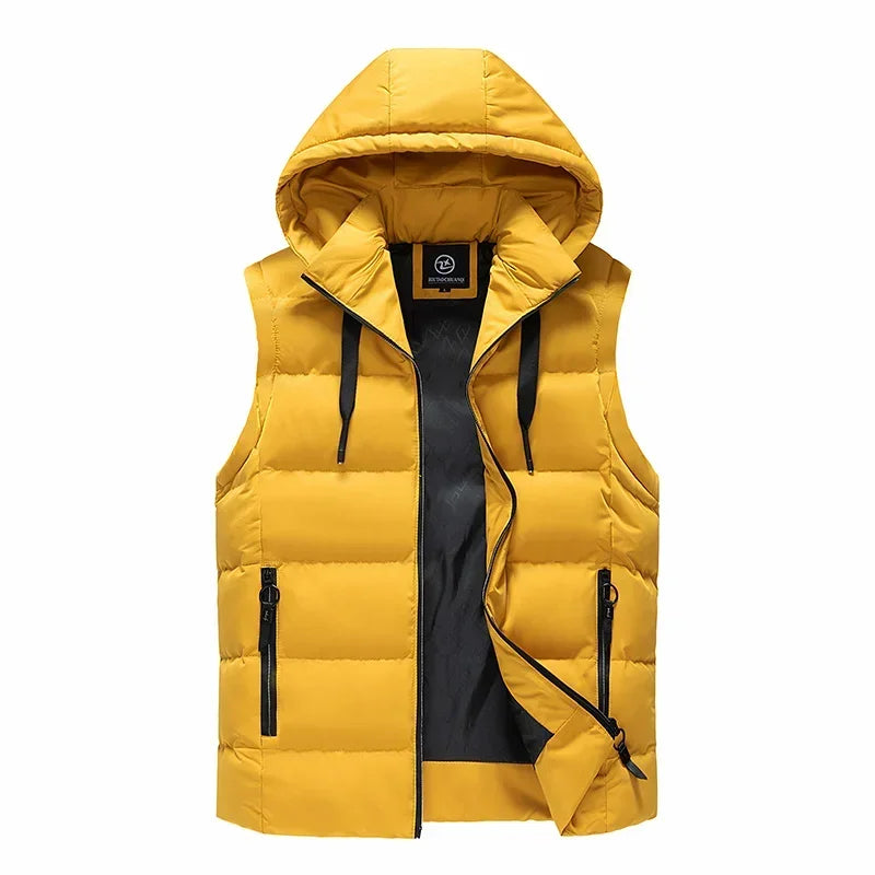 2025 New Puffer Sleeveless Coats Mens Solid Color Down Jacket Winter Warm Vest Jacket Men Waistcoat Outwear Windbreaker Clothing
