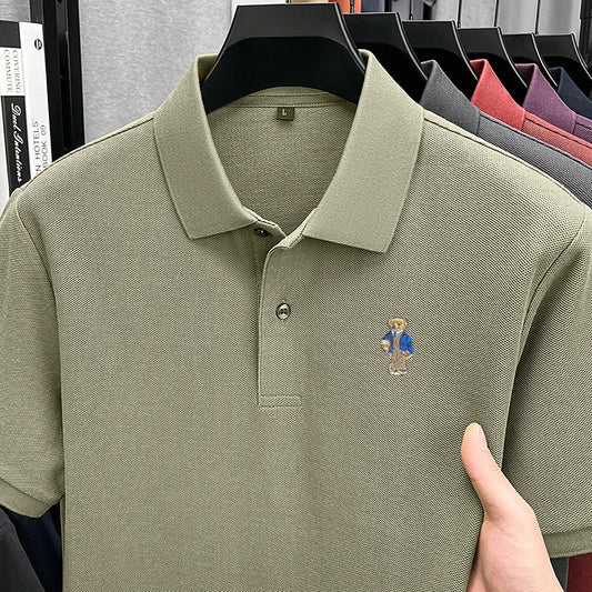 100%cotton Classic Trend Men Short-Sleeved Polo Shirt Lapel Button Various Colors Embroidery Comfortable Ventilate Men'sClothing