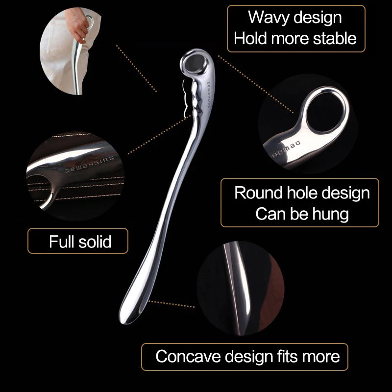 New 52cm Professional Spoon Leather High Heel Shoe Hanging Spoon Length Alloy Metal Shoe Horns For Convenient Wearing Shoes Horn