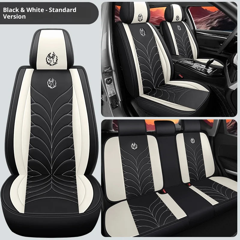 Five-seat universal car seat covers, available in multiple colors, durable and easy to install, suitable for most vehicles.