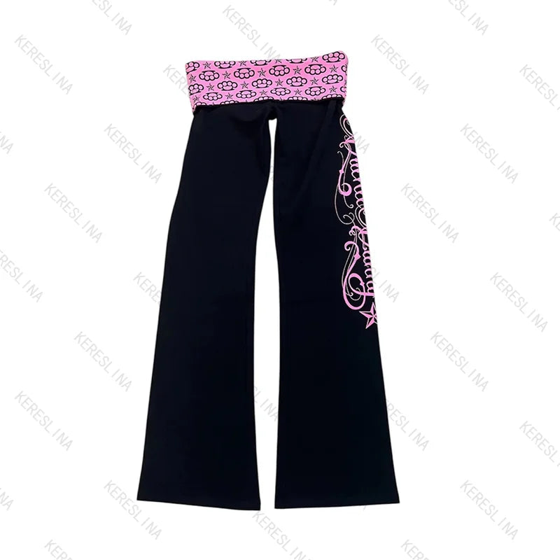 2000s Vintage style European American trendy subculture Millennium Gothic E-girl High Street slim fit versatile Casual long pant