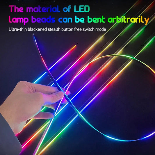 22 In 1 Car Ambient Lights RGB 64 Color Universal LED Interior Hidden Acrylic Strip Symphony Atmosphere Lamp APP Full Colors