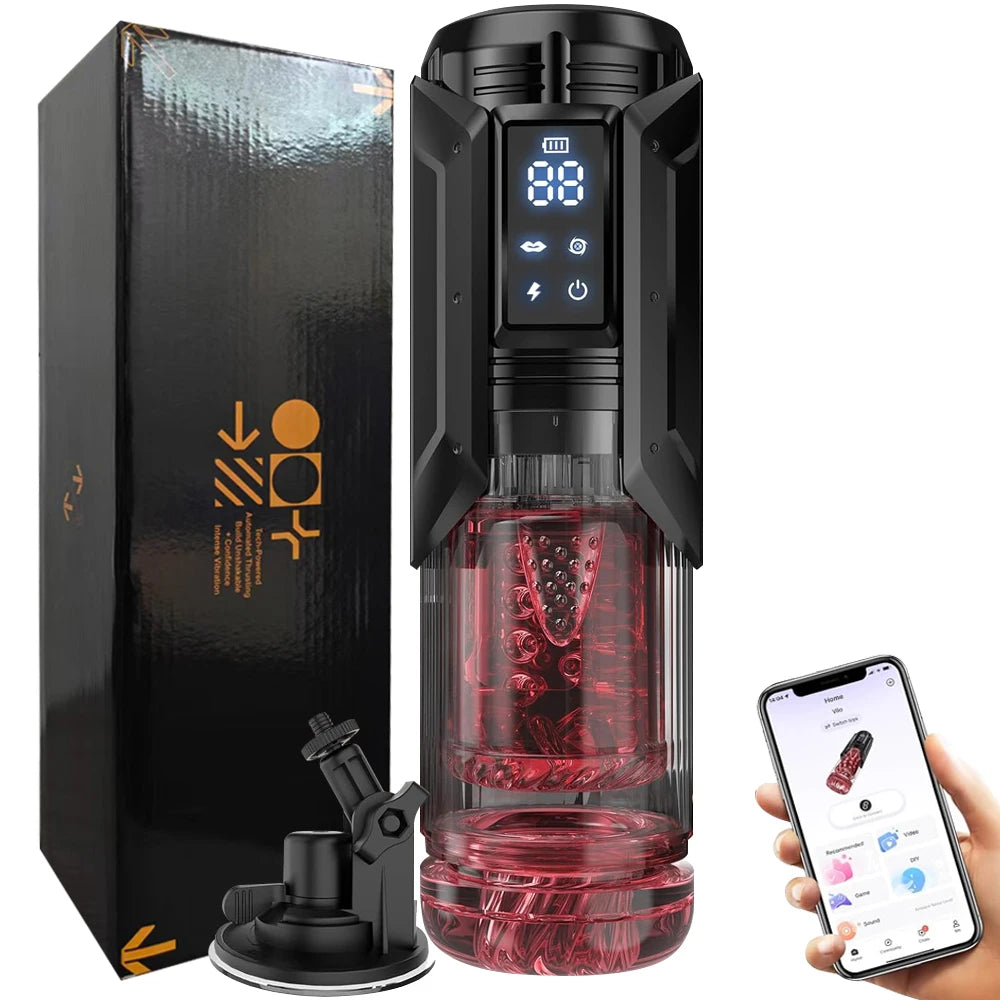 Male Automatic Masturbator Cup Thrusting Rotation Licking Sucking Penis Pump Pocket Pussy Blowjob LED Display Sex Toys for Men