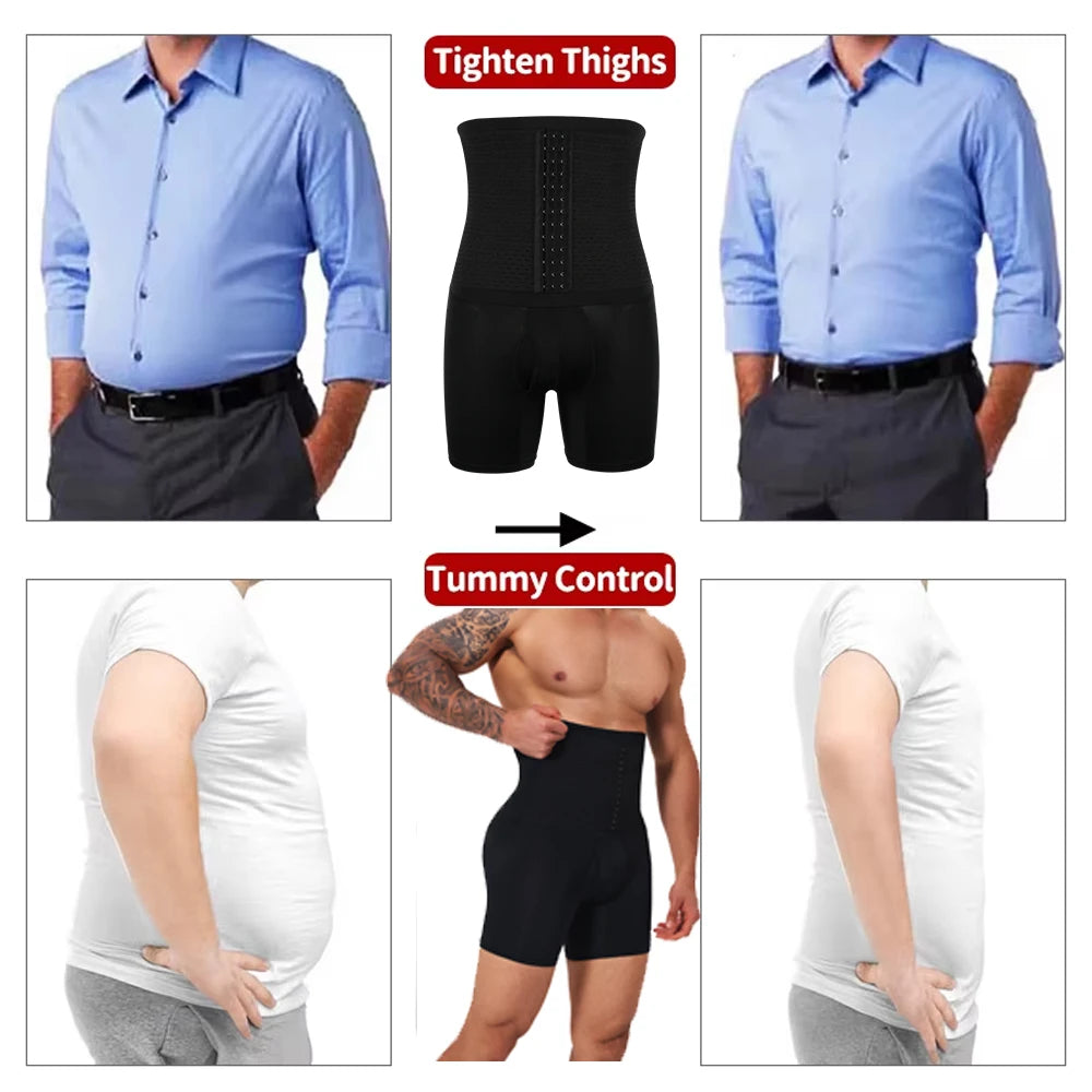 2 in 1 Mens Body Shaper Tummy Control Compression Shorts Waist Trainer Shapewear Butt Lifter Anti Chafing Boxer Underwear New in