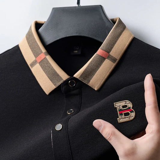Summer Men's New Cotton Tailored Fit Polo Shirt Comfort Breathable Business Luxury Golf Daily Short Sleeve Refined 3D Badge Tee