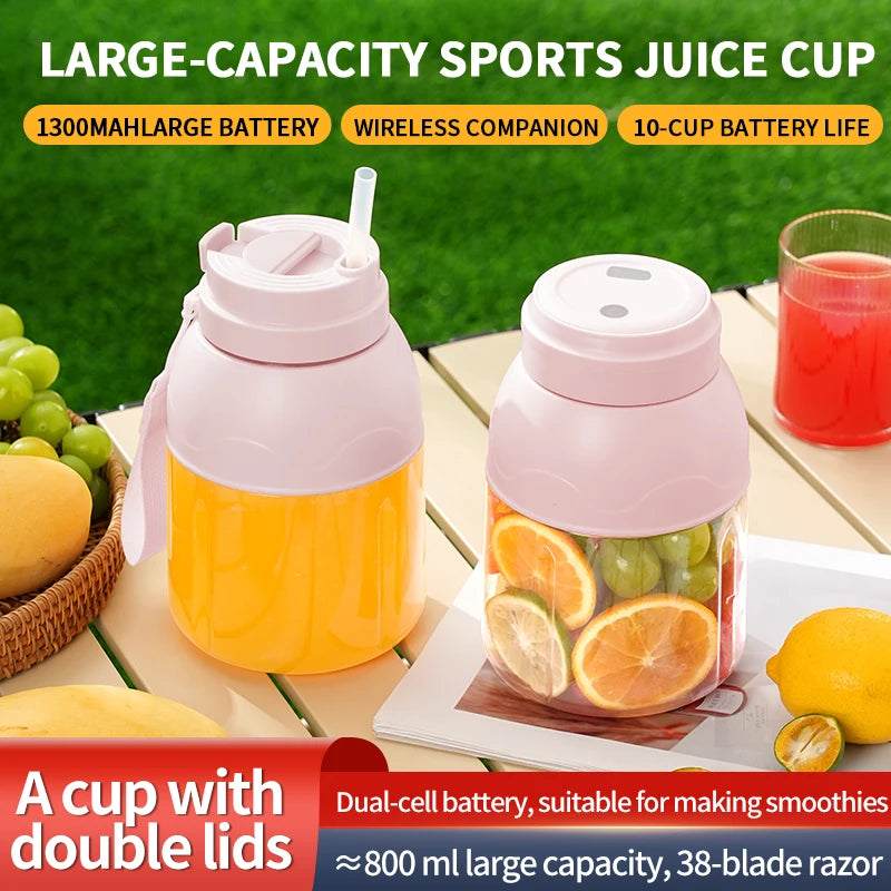 1 set of electric juicer, portable rechargeable blender for smoothies and milkshakes, suitable for office, gym, and travel
