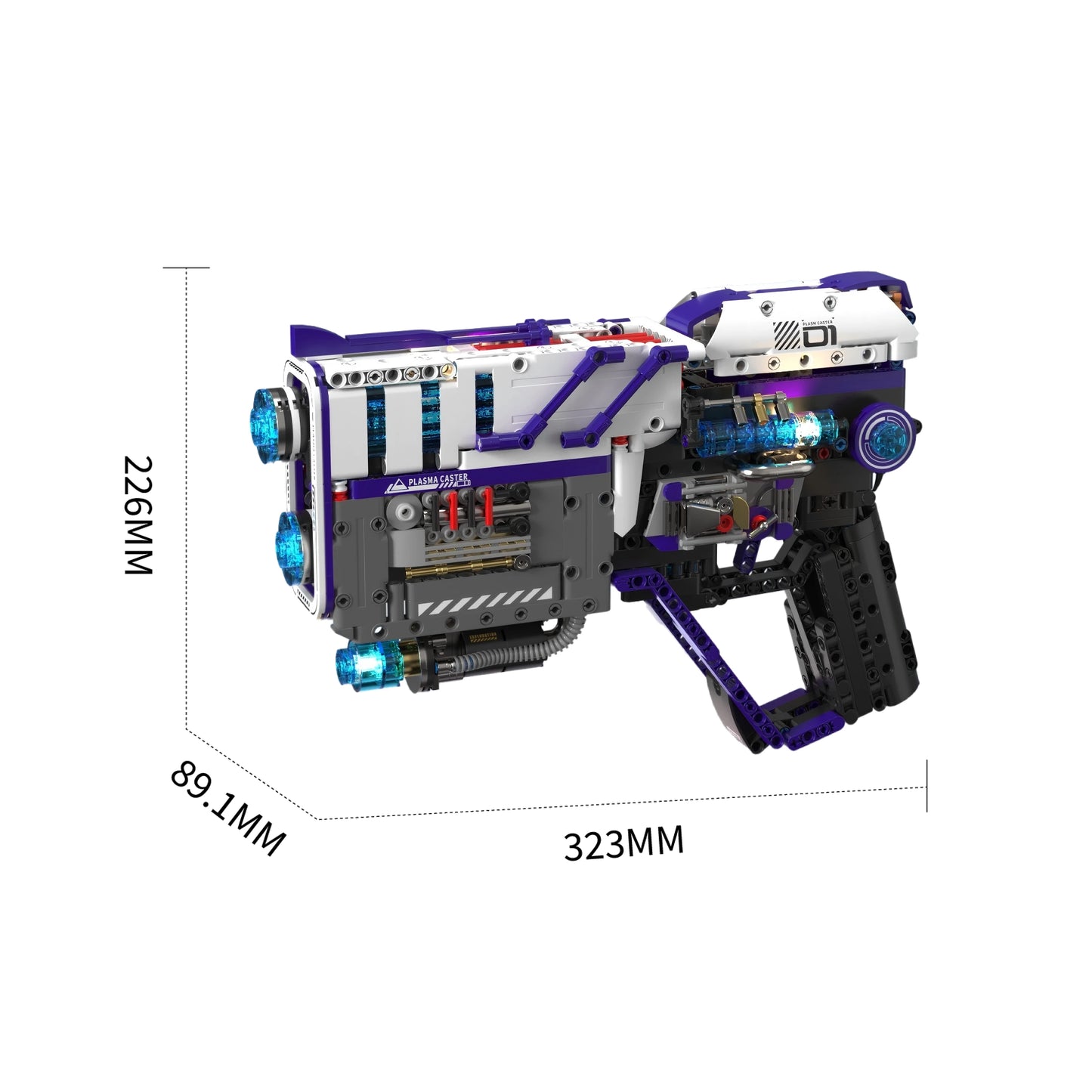 MOC Mechanical Pistol with Lights Building Blocks Set, Simulation Gun Model Assembly Toys Ornament, Birthday Gift for Boys