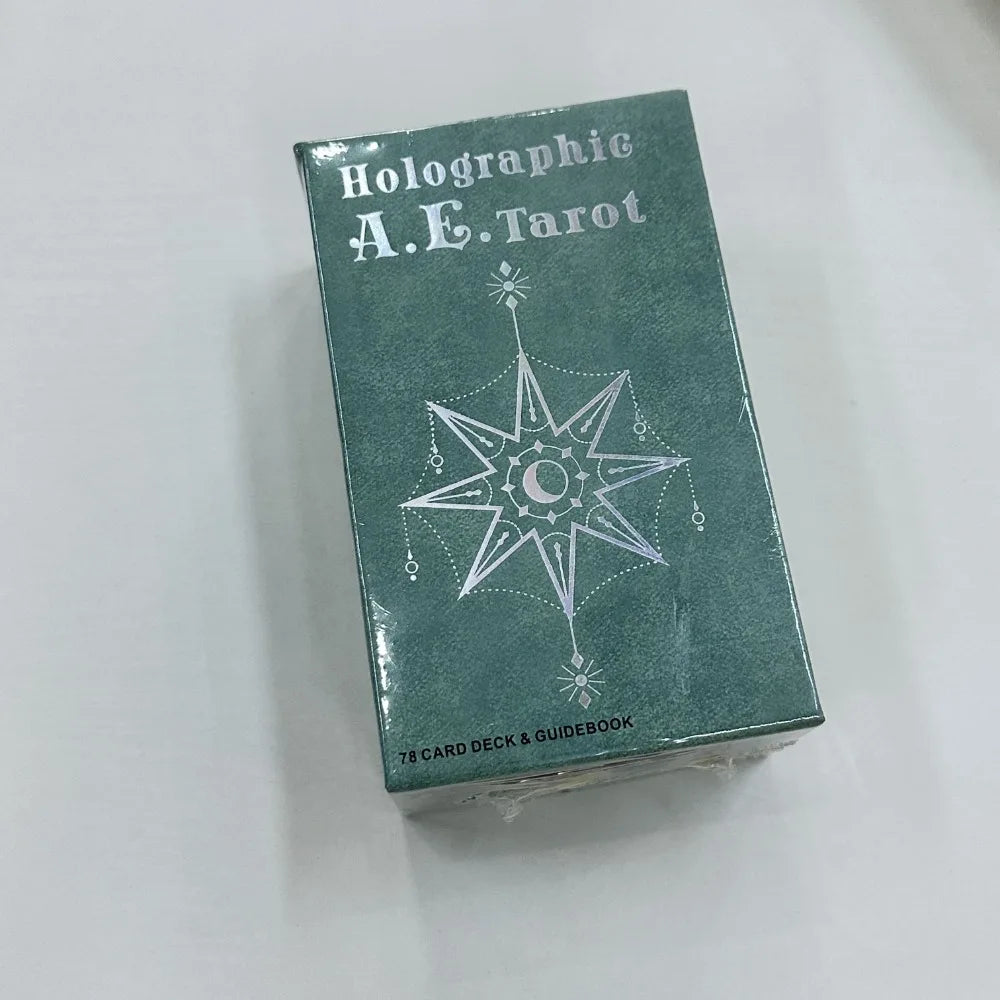 12*7cm Holographic A.E. Tarot Deck In Sliding Rigid Gift Box 78 Pcs Tarot Cards with Guidebook and Drawstring Pouch