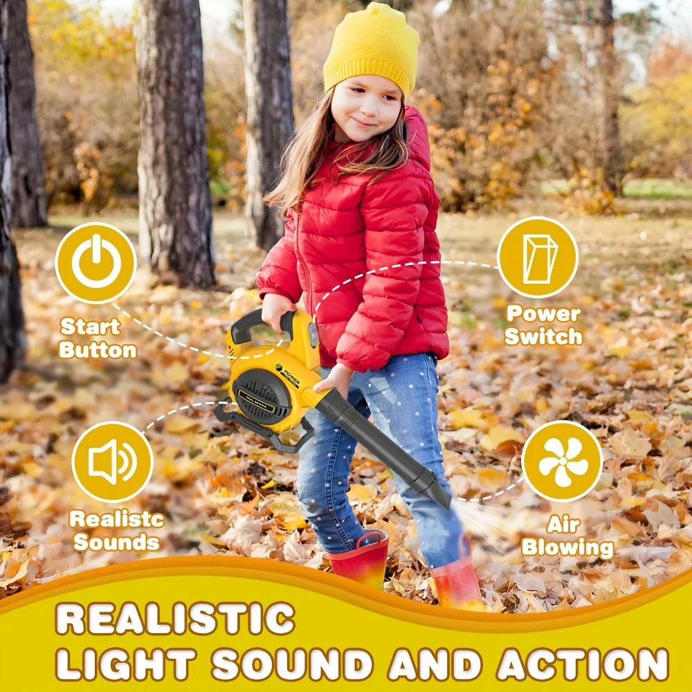 Pretend Play Tool Kids Electric Blower Toy Leaf Blower for Toddlers with Simulation Sound Birthday Gifts for Boys Girls