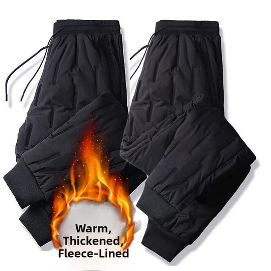 Men's down Pants Winter Outdoor Wear Thickened Extra Large Size High Waist Warm Cold Proof Windproof Cotton Pants