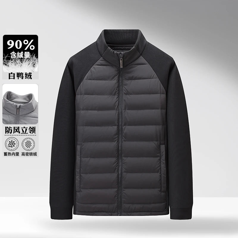 High-quality and fashionable new national standard 90-down lightweight knitted stand-up collar down jacket for men in winter