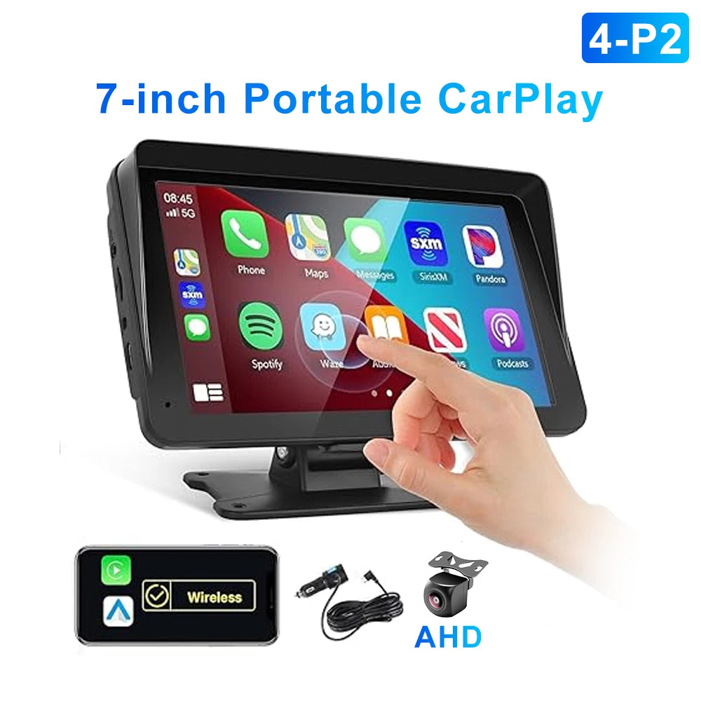 7" / 9" Portable Wireless Carplay Android Auto Car Radio Multimedia Player IPS Touch Screen AUX USB Bluetooth Mirror Link AHD