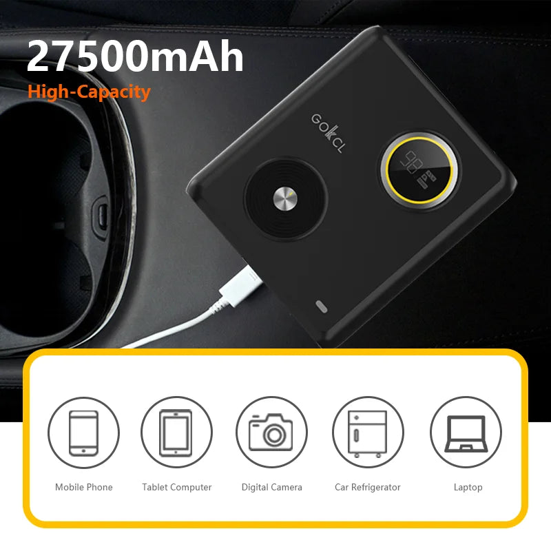 27500mAh 2000A UltraSafe Jump Starter – 12V Sodium Battery Booster Pack, Portable Jump Box, PD60W Power Bank & Jumper Cables
