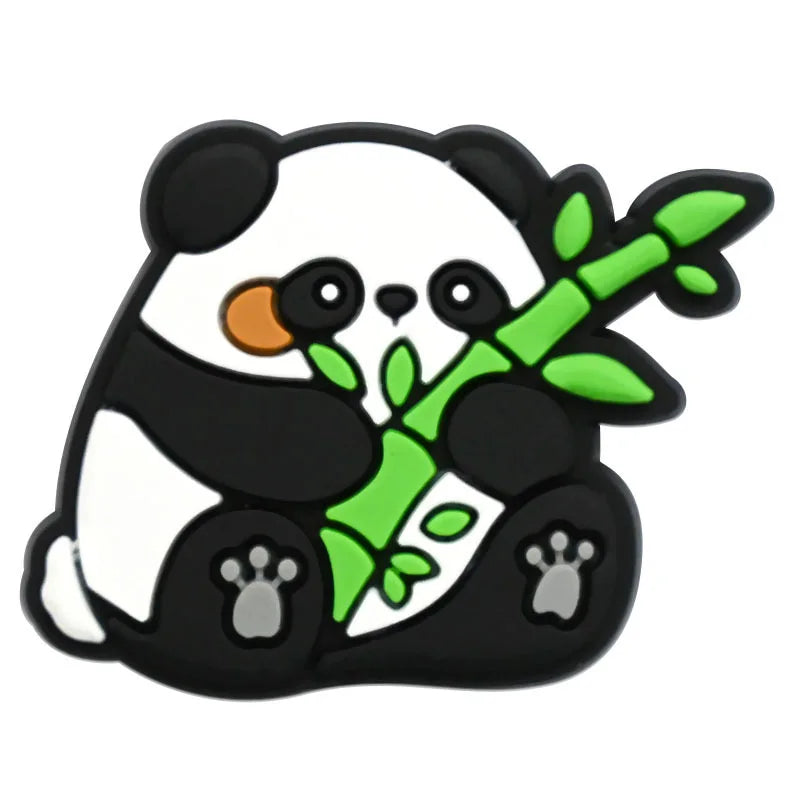 1/20/50/100Pcs Panda Series Shoe Charms Cute animal Shoes Accessories Decoration Clog Sandal Buckle Bithday Holiday Party Gifts