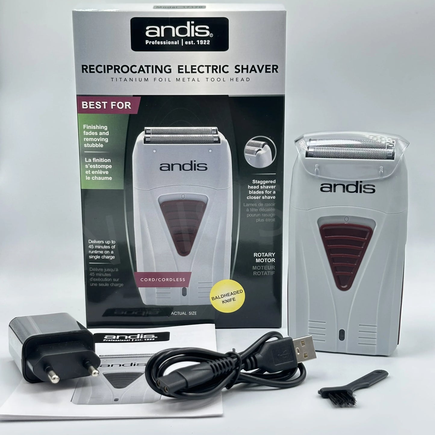 Original Andis 17170 Foil Lithium Titanium Shaver Smooth Shaving Cordless Shaver With Charger For Men Razor Bald Hair Clipper