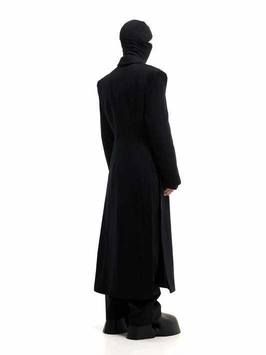 Mauroicardi Autumn Winter Long Warm Thick Fitted Black Wool Blends Coat Men Shoulder Pads Elegant Luxury Woolen Overcoat 2025