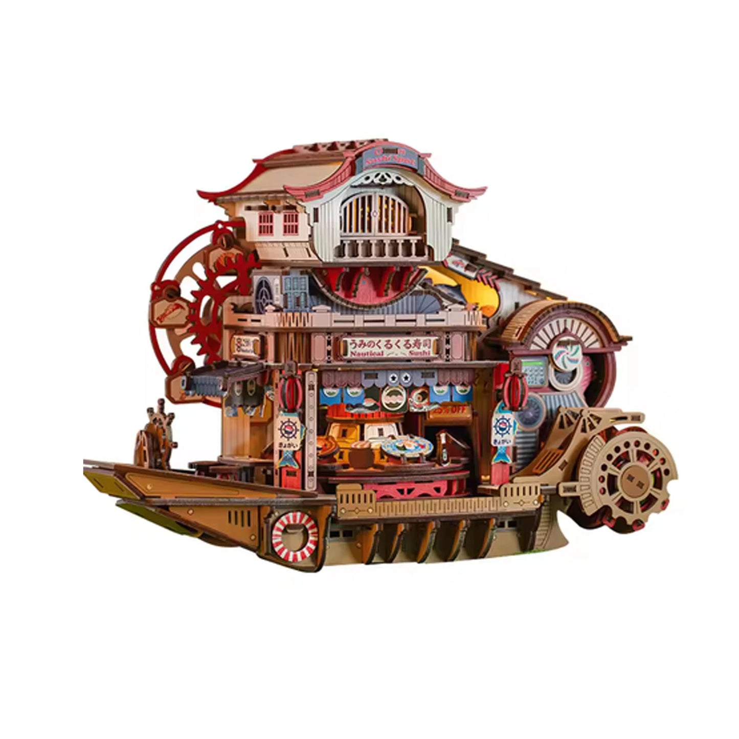 New DIY Big Doll House Case Wooden Miniature Furniture Dollhouse Handmade Model Assembly Toys Birthday Gifts Maritime Sushi