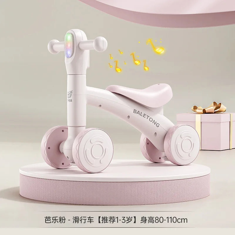 Children's Balance Bike 1-3 Year Old Children's 2-in-1 Sliding Bike Baby Learning Walking Four Wheel Baby Sliding Bike