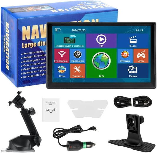 GPS Navigator for Car, Latest 2025 Map, Truck GPS 9 inch Touch Screen, Real Voice Spoken Turn-by-Turn Direction Reminding, Speed and Red Light Warning