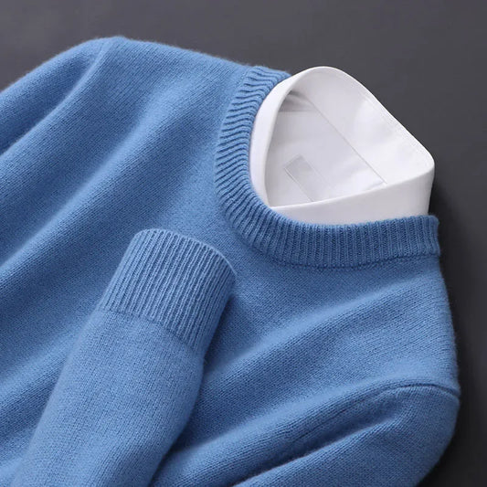 Hot Sale Cashmere Men's Sweater O-Neck Knitted Jumpers Long Sleeve Male Pullover Soft Warm Woolen Fashion Clothing Big Size
