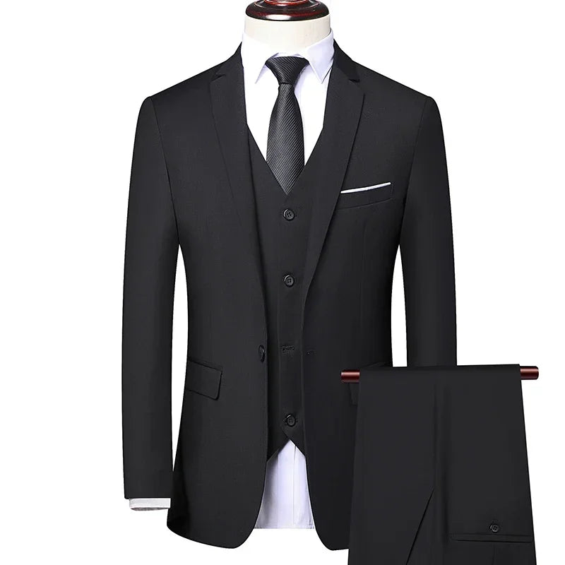 The New Store Offers Discounted Prices Casual Formal Business Men's Fashionable Gentleman Solid Color All-season Fitted Suit