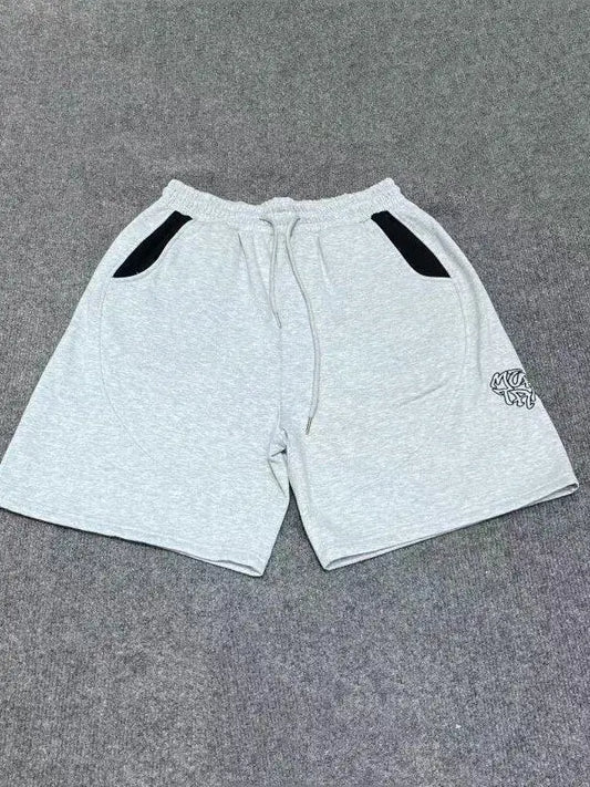 Mertra American Street Style Embroidered Logo Men's And Women's Loose Straight Leg Short Pants Casual Summer Color Block Shorts