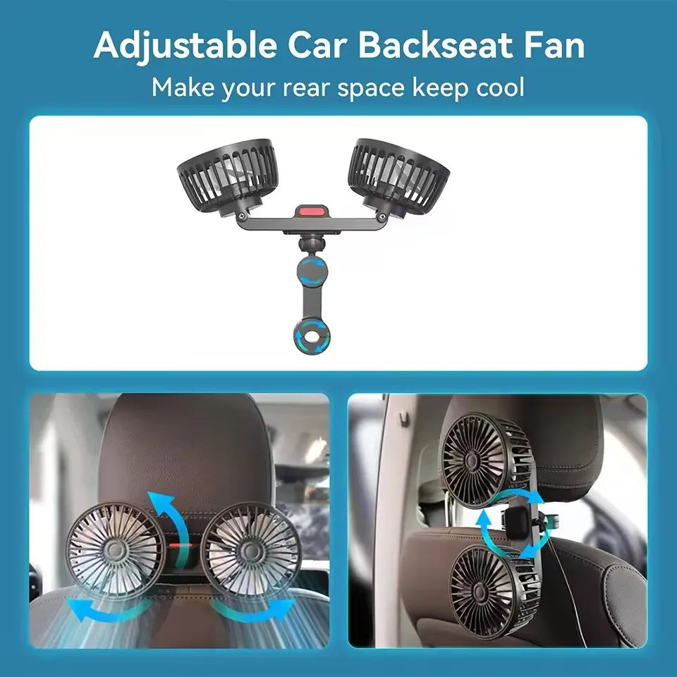 Double-Head Usb Electrical Car Fan Car Supplies360° Rotatable Portable Auto Cooling Fan 2-Speed Strong Wind Dashb
