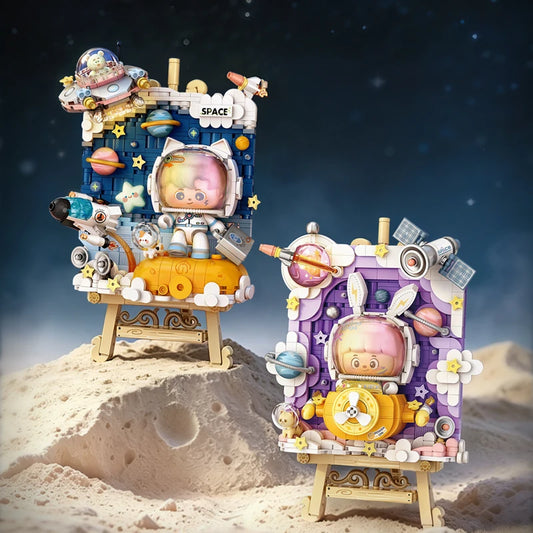 LOZ Space Travel Astronaut 3D Picture Light Board Creative Ornament MOC Building Blocks Educational Toys Birthday Toys Gift
